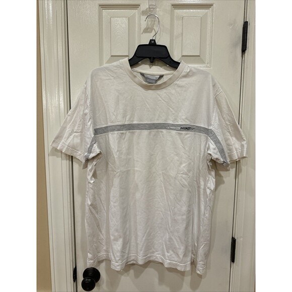 Vintage Y2K Nike Embroidered Mini Swoosh T-Shirt Size XL White Gray - Picture 1 of 5